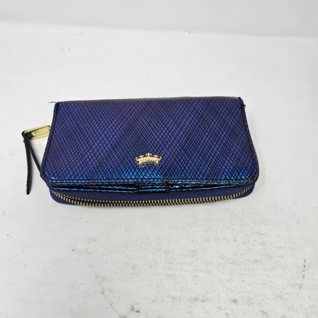 JUICY COUTURE Blue IRIDESCENT CROSSBODY CLUTCH Wallet Mini Purse Bag Y2K