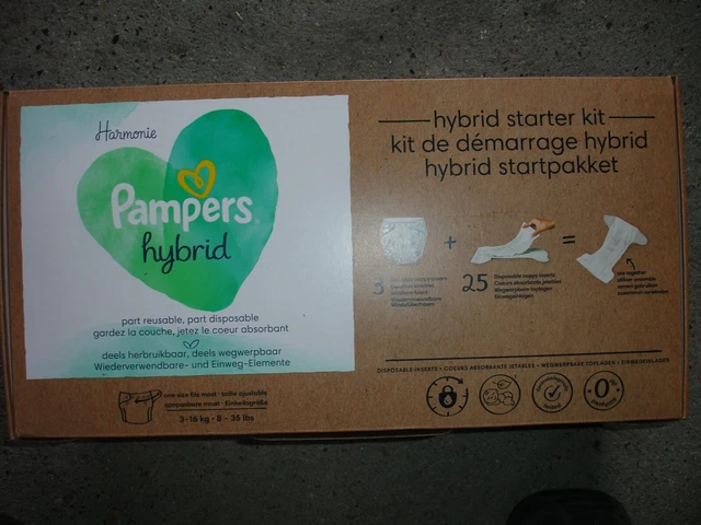 PAMPERS Hybrid de 3 kgr à 16 kgr Kit de 25 Coeurs Absorbants et 3 Couche Lavable