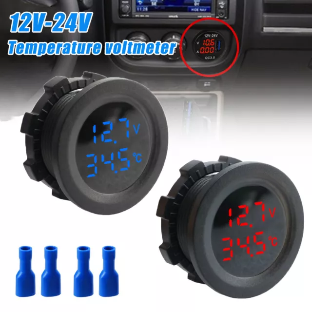 DC 12V-24V LED Panel Digitalanzeige Auto Motorrad Temperatur Voltmeter