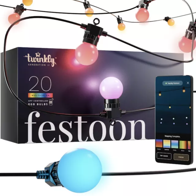 Twinkly Festoon Gén. 2 App Commande 20 LED Smart Noël 10m Corde Lumières