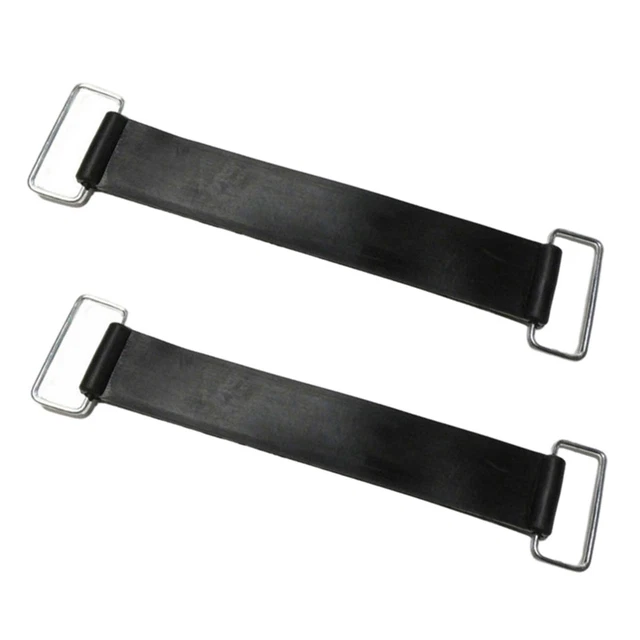 Lot de 2 sangles de batterie antidérapantes en caoutchouc, noir élastique