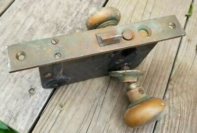RUSSWIN 1/2 ENTRY MORTISE Brass LOCK  w/ Knobs & Covers  7 3/4" FACE no Key