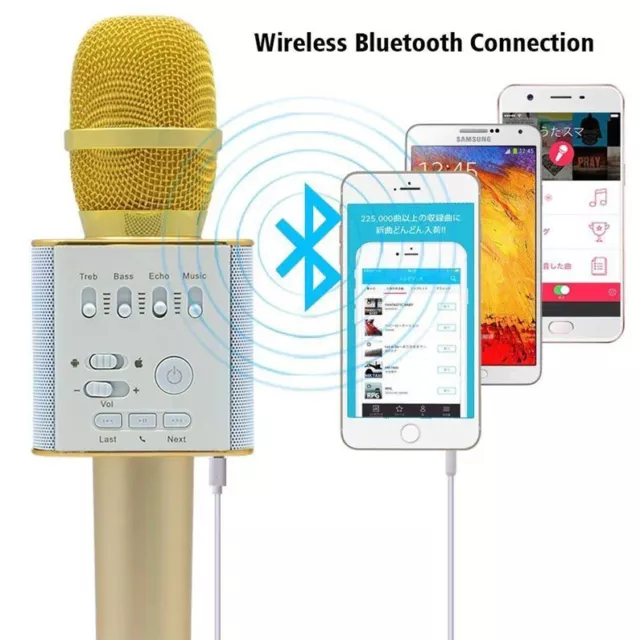 Wireless Bluetooth Karaoke Mikrofon Lautsprecher Handheld Mic KTV Microphone USB 3