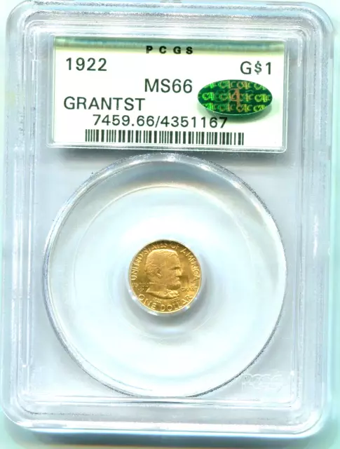 1922 G$1 GRANT STAR * Commemorative Gold Dollar PCGS MS66 OGH GREEN HOLDER CAC !