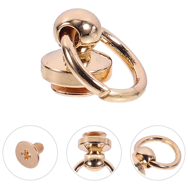 12 Pcs Brass Bag Buckle Wallet Chain Connector Screw Back D Ring Stud