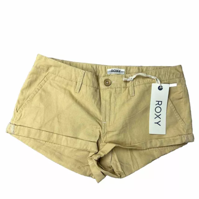 Roxy Shorts Womens 24 Cheeky Chino Hot Pants Mid Rise Cuffed khaki