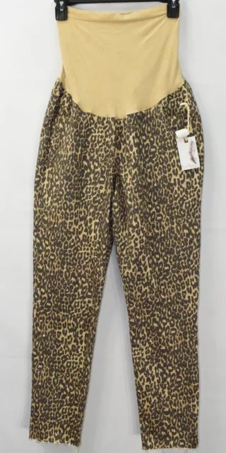 Jessica Simpson Women's Maternity Leopard Secret Belly Jeans, Brown, XL, NwT