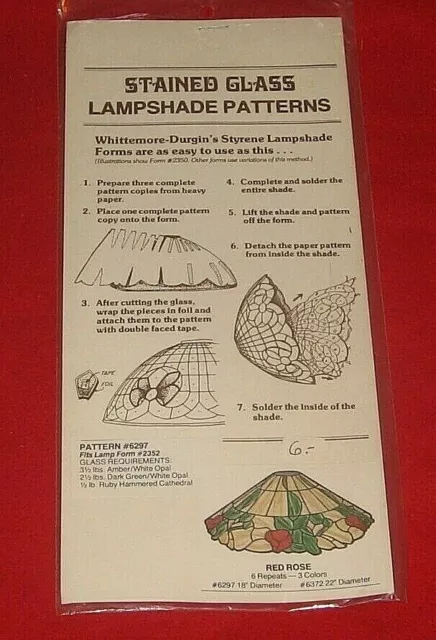 Tiffany-Lampenschirmvorlagen , Whittemore-Durgin , Pattern , Nr. 6297 RED ROSE
