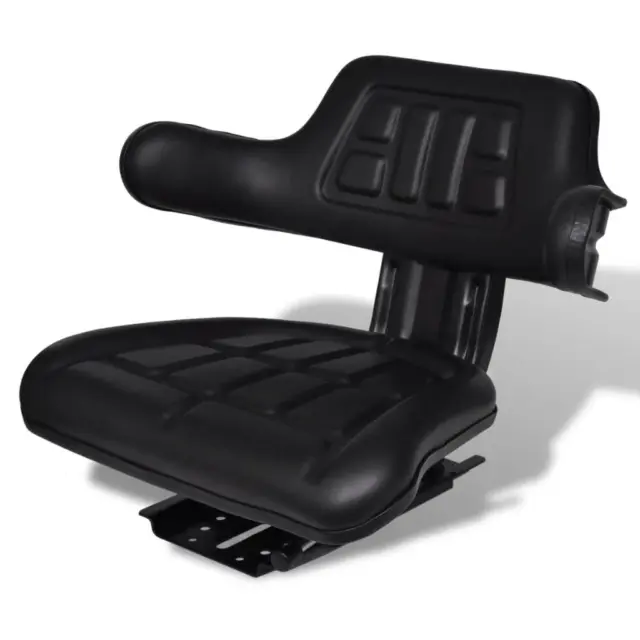vidaXL Tractor Seat w/ Backrest Black Base & Slid Track Mower Forklift Seating