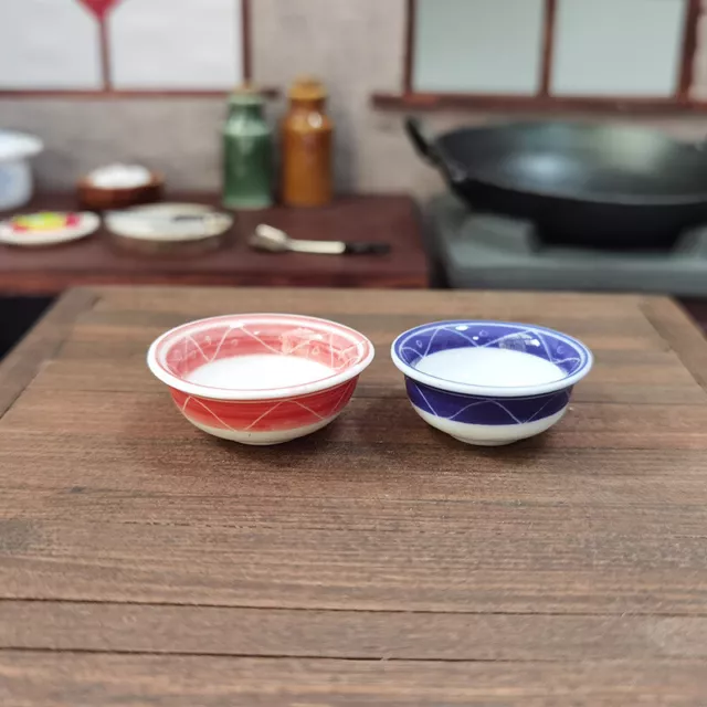 2PC Dollhouse 1:6 Scale Ceramic Bowls Kitchen Tableware Miniature Accessories