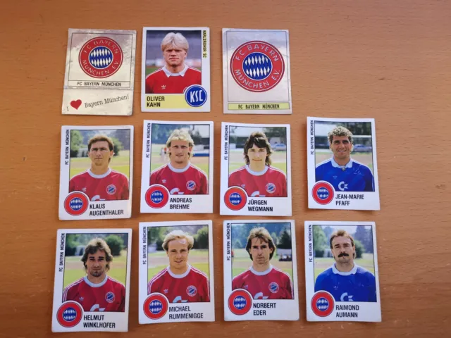 11 x Panini Fussball Euro 88, 89 Bayern München, KSC, Kahn, Brehme, Wappen uvm