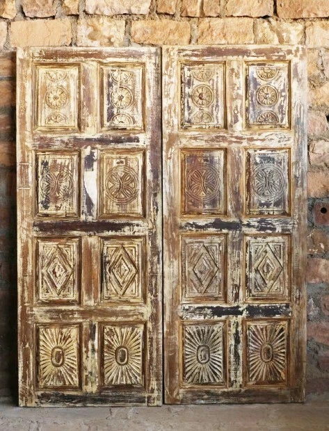 Barn Doors, Carved Sliding Door, Whitewash, Custom Door, Bedroom, Closet, 80x32 2