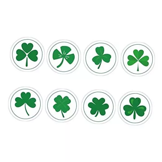 8 pegatinas de rollo del día de San Patricio de 1,5 pulgadas trébol verde irlandés de 1,5 pulgadas