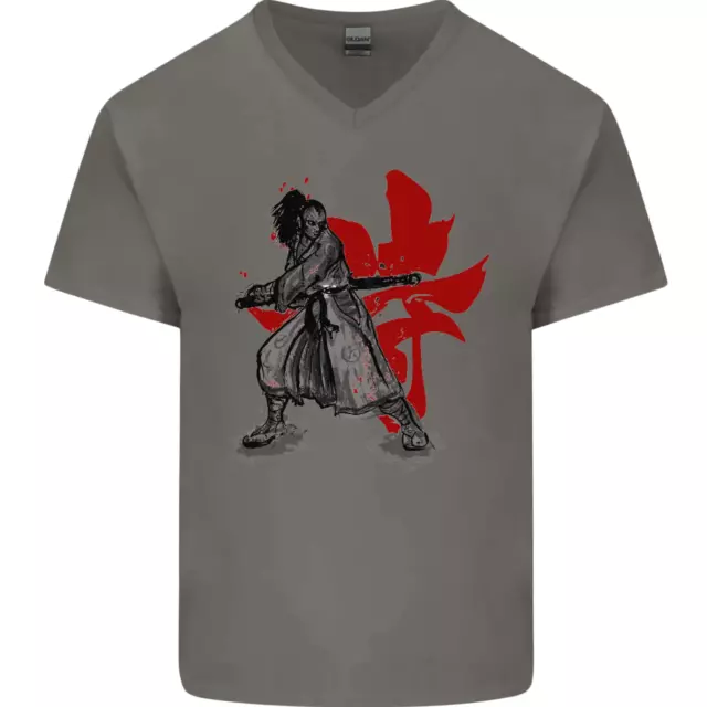 Samurai Spirit MMA Mixed Martial Arts Mens V-Neck Cotton T-Shirt