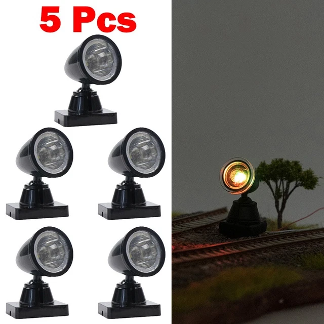 Lot 5 Lampadaires LED Échelle HO Pour Modélisme Ferroviaire - Lampes Paysage Jardin Miniature 3V - Résistances Incluses