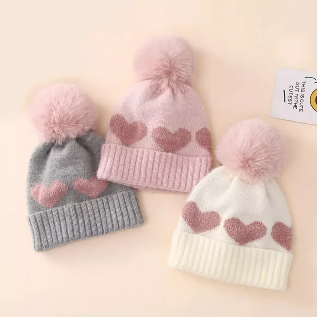 Faux Fur Beanie Cap Warm Kids Hat Autumn Winter Baby Knitted Hat  Girls Boys