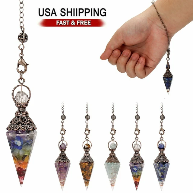 Natural Quartz Crystal Pendulum Healing Chips Stone Reiki Chakra Chain Pendant