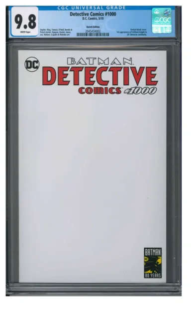 Detective Comics #1000 (2019) Sketch Blank Variant CGC 9.8 White Pages K023