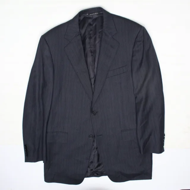 Canali Mens Suit 40R 35x32 Dark Blue Stripe Wool Jacket Pleated Pants Italy 50EU
