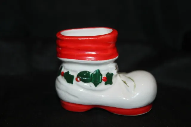 Vintage Christmas Porcelain Santa Boot Made in Japan ~ Toothpick Holder