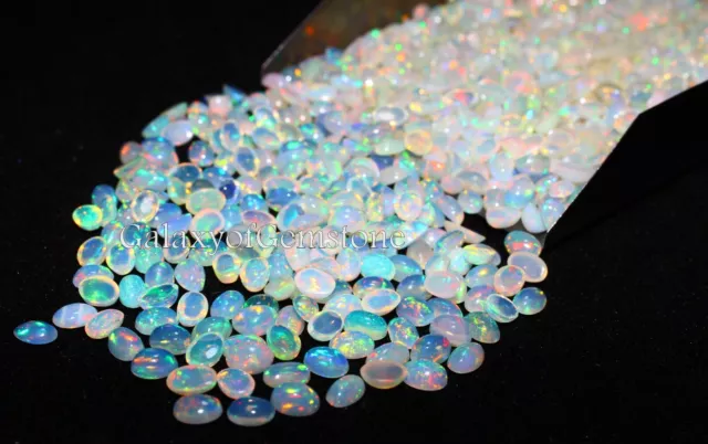 Natural Ethiopian Opal Oval Multi Fire Calibrated Cabochon Gemstone