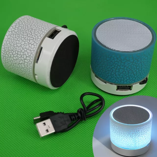 LED Light Mini Bluetooth Bass Speakers Wireless Stereo TF FM Radio Function rt