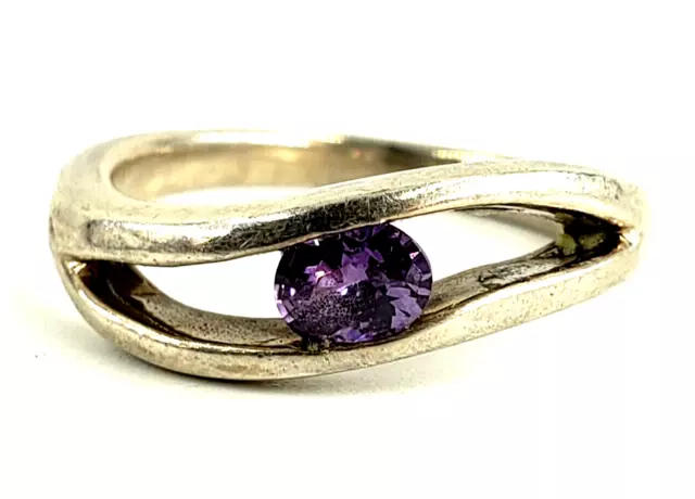 Sterling Silver Ring Size 7 Womens Purple Amethyst Gemstone Birthstone February