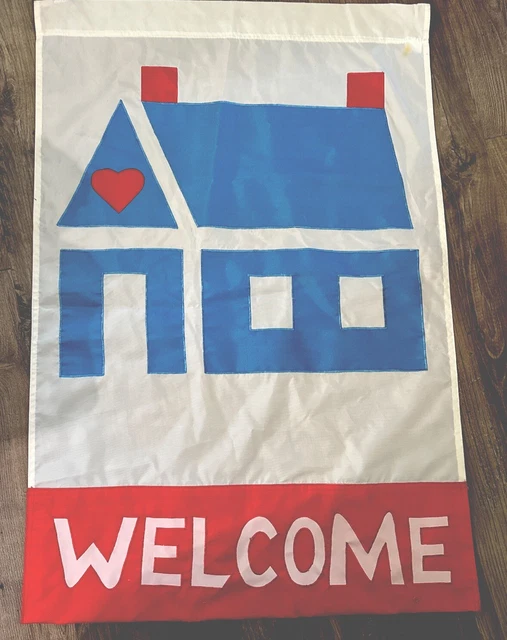 Vintage WELCOME Garden Yard Decorative Flag 28” X 40” Dual Sided