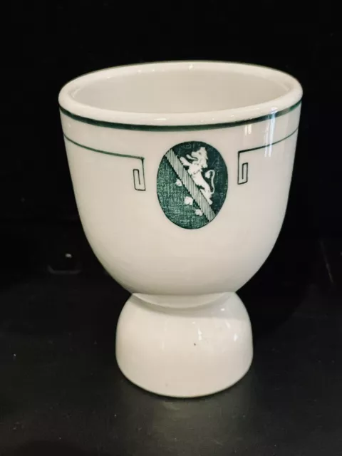 Unisgned Vintage Green Lion Emblem Restaurant Ware Double Egg Cup