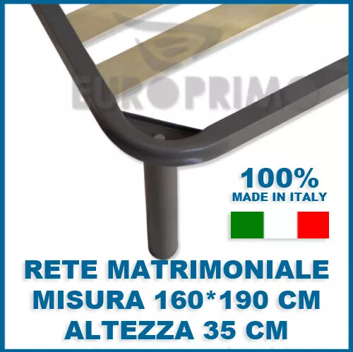 Rete a 13 Doghe Strette In Legno Ortopedica Letto Matrimoniale 160X190 + 4 Piedi