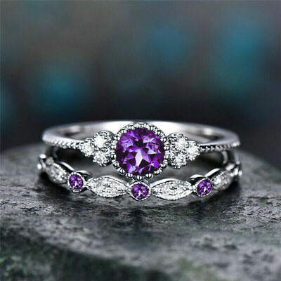 Fashion Round Cubic Zirconia Women Wedding Ring 925 Silver Jewelry Rings SZ 6-10