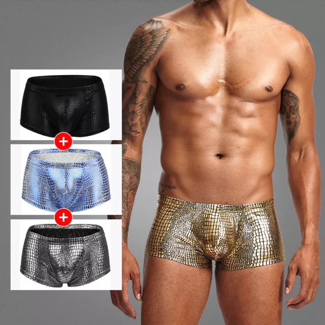 Biancheria intima uomo boxer sexy pelle di serpente pelle a U convessa vita bassa