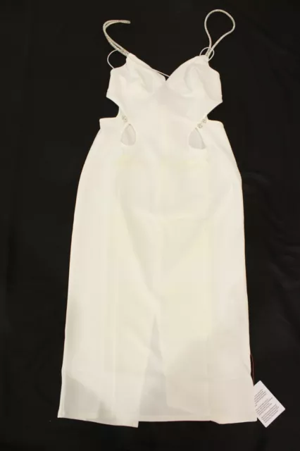 ASOS DESIGN Women's Diamante Strap Cut Out Midi Dress JL3 White Size US:10 NWT