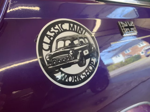 Classic Mini Workshop Car Sticker