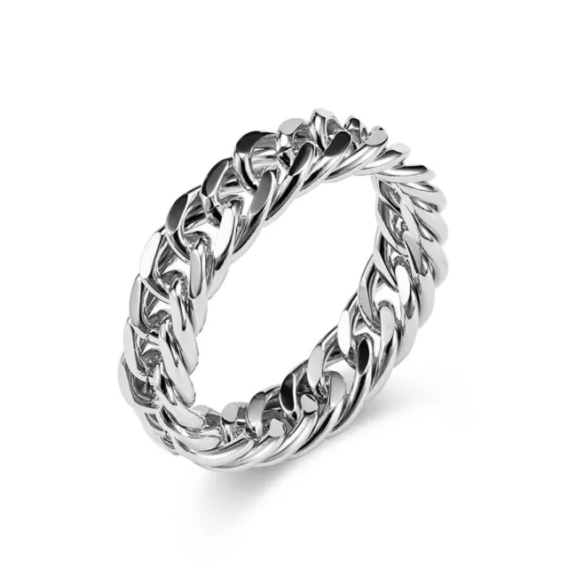 Titanium Steel Braided Cuban Curb Link Rings Wedding Celtic Chain Jewelry Gifts