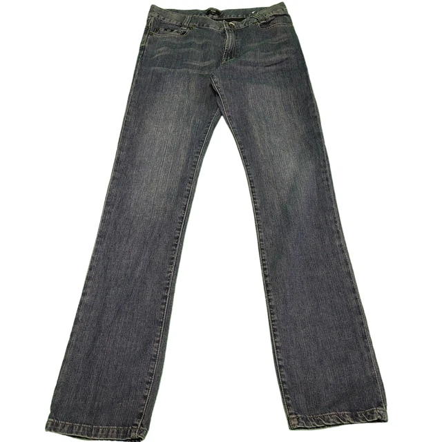 D657 Jeans Denim Rigido Grigio Sbiaditi Blu Dritto Età 16 Anni W28 L33