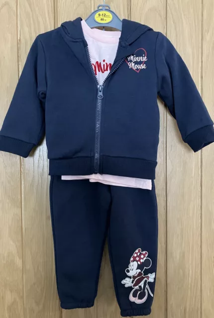 Disney Minnie Mouse Baby Girl  X3 Piece Trouser Outfit -  Age 9-12 Months NWT