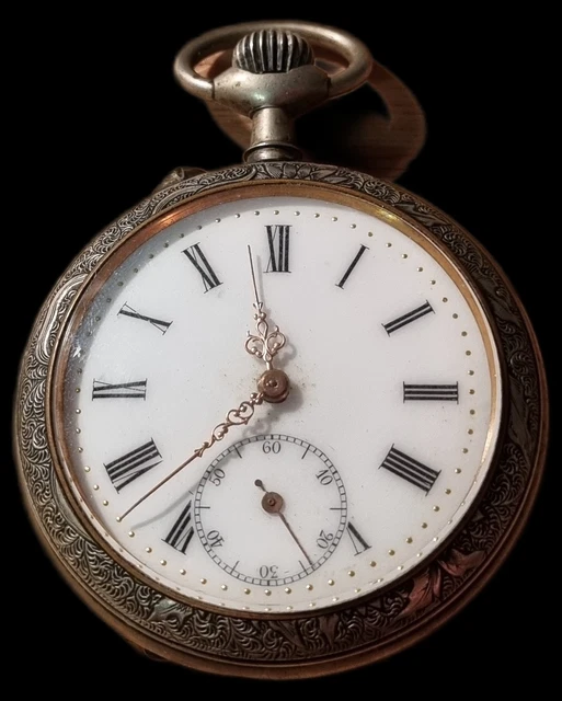 Ancienne Petite Montre à Gousset Dos Vermeil Écusson Or - 3cm, Ne Fonctionne Pas