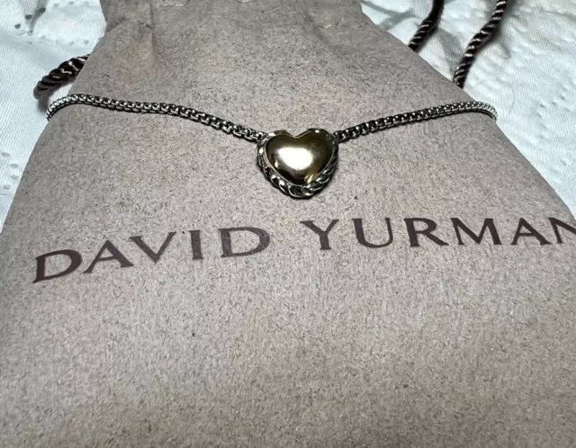 David Yurman Gold Cookie Classic Heart Necklace Sterling Silver David Yurman Gold Cookie Classic Heart Necklace Sterling Silver