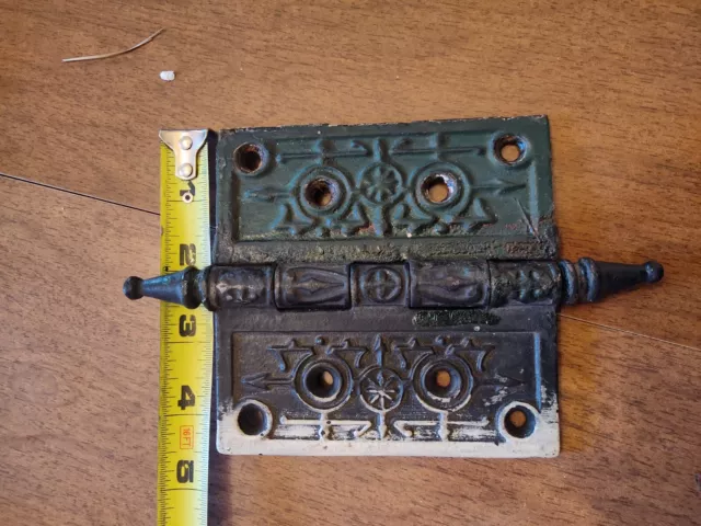 Eastlake Victorian door hinge 4.5"×4.5" cast iron vintage antique steeple-tip