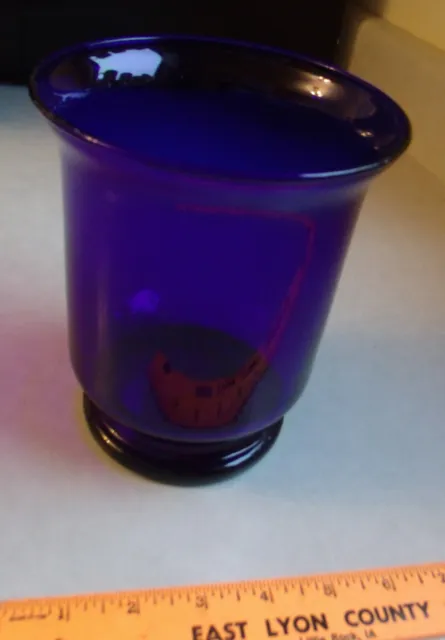 Vintage PartyLite Cobalt Blue Glass Candle Holder Hurricane Portugal