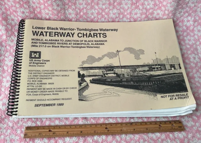1989 US Army Corps of Engineers Black Warrior Tombigbee Water Navigation Charts
