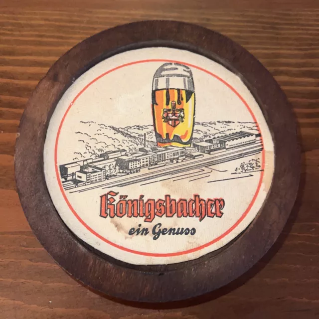 Vintage Beer Bar Coaster ~ Brauerei Konigsbacher ~ Koblenz, Germany ~ Big Glass