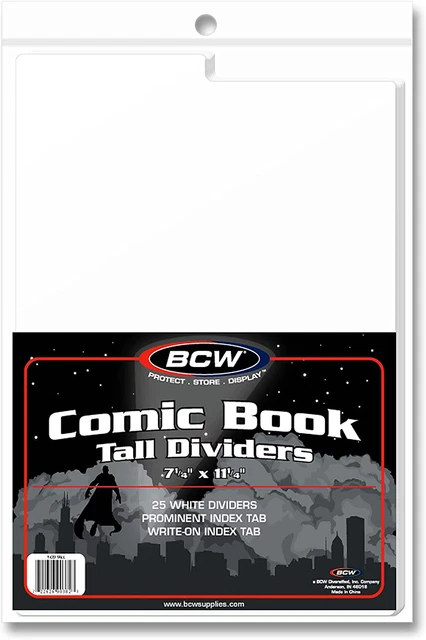 (25) Acid Free White Tab Comic Book Tall Dividers for Comic Boxes by BCW