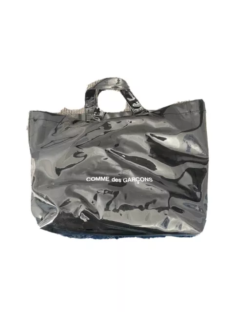NWT CDG Gucci Black Web Stripe Logo Paper Plastic PVC Tote Bag 2021  AUTHENTIC