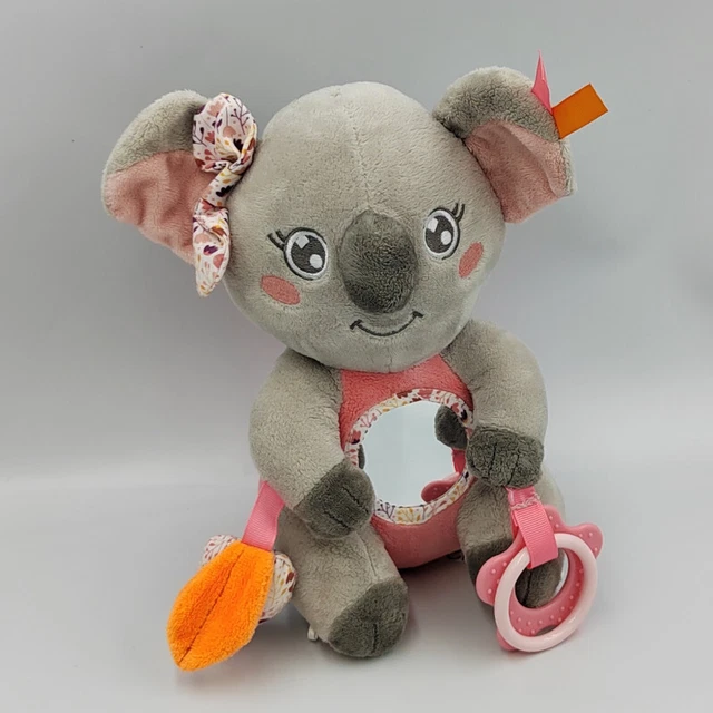 Doudou peluche koala gris rose fleurs Cally miroir hochet JEMINI - 31266