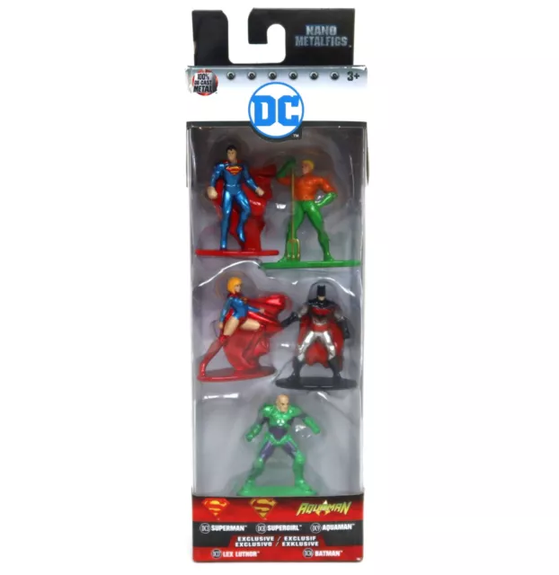 NUEVO Jada Toys Nano Metalfigs DC Comics Pack-B 5 piezas Superman Batman Aquaman y + 2