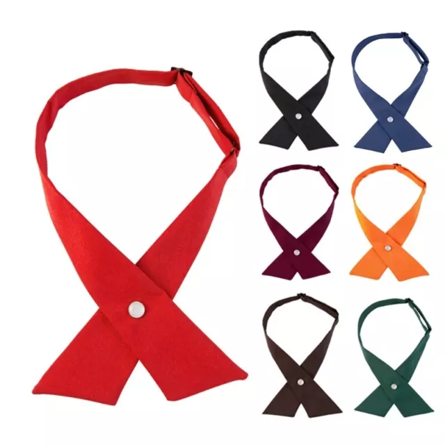 Adjustable Pre-tied Tie Solid Color Bowties for Women Criss Tie