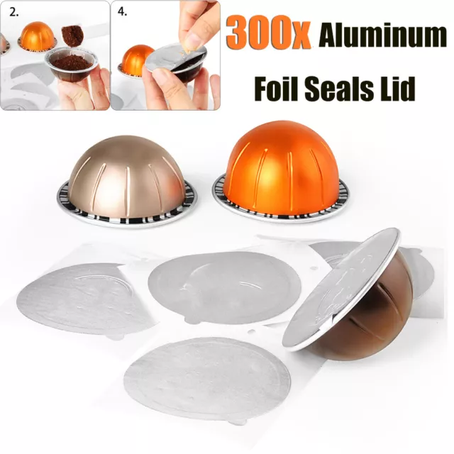 300Pcs Aluminum Foil Seals Lids Compatible with Nespresso Capsules Vertuoline US