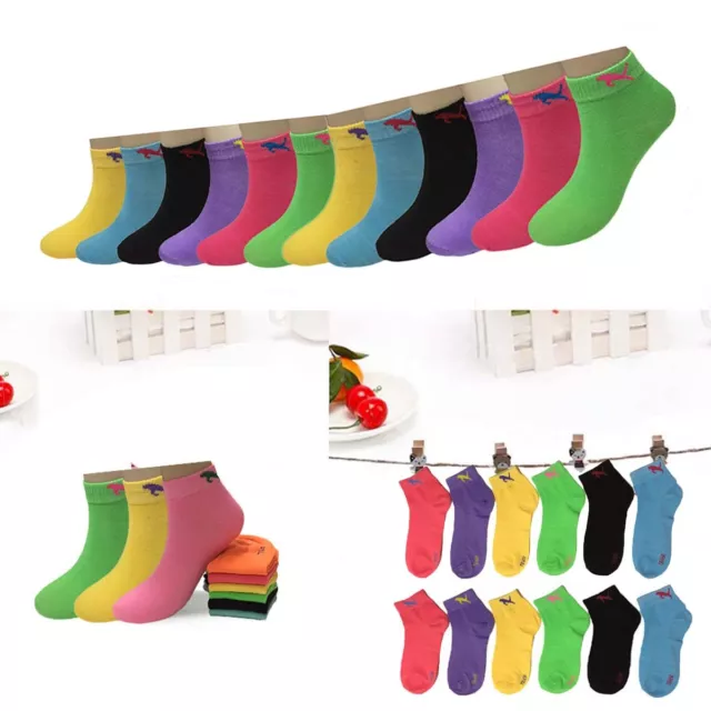 New 6-12 Pairs Child Girls Kids Multi Color Ankle Low Cut Socks Cotton Size 6-8